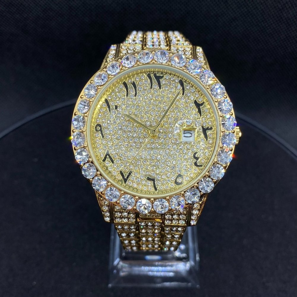LIMITED Edition18K Gold Plated Iced Out Diamond Luxury Design Watch